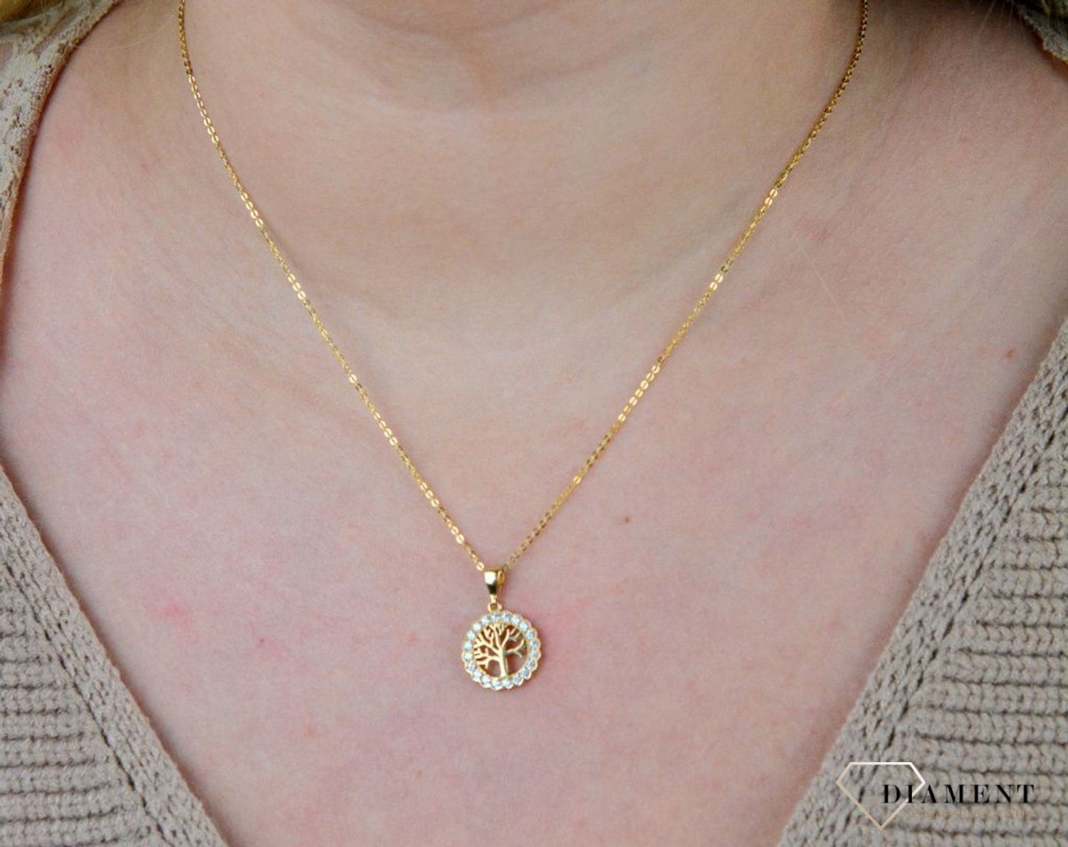 Złota zawieszka 585 drzewko szczęścia z cyrkoniami ZA 4660 585.jpg